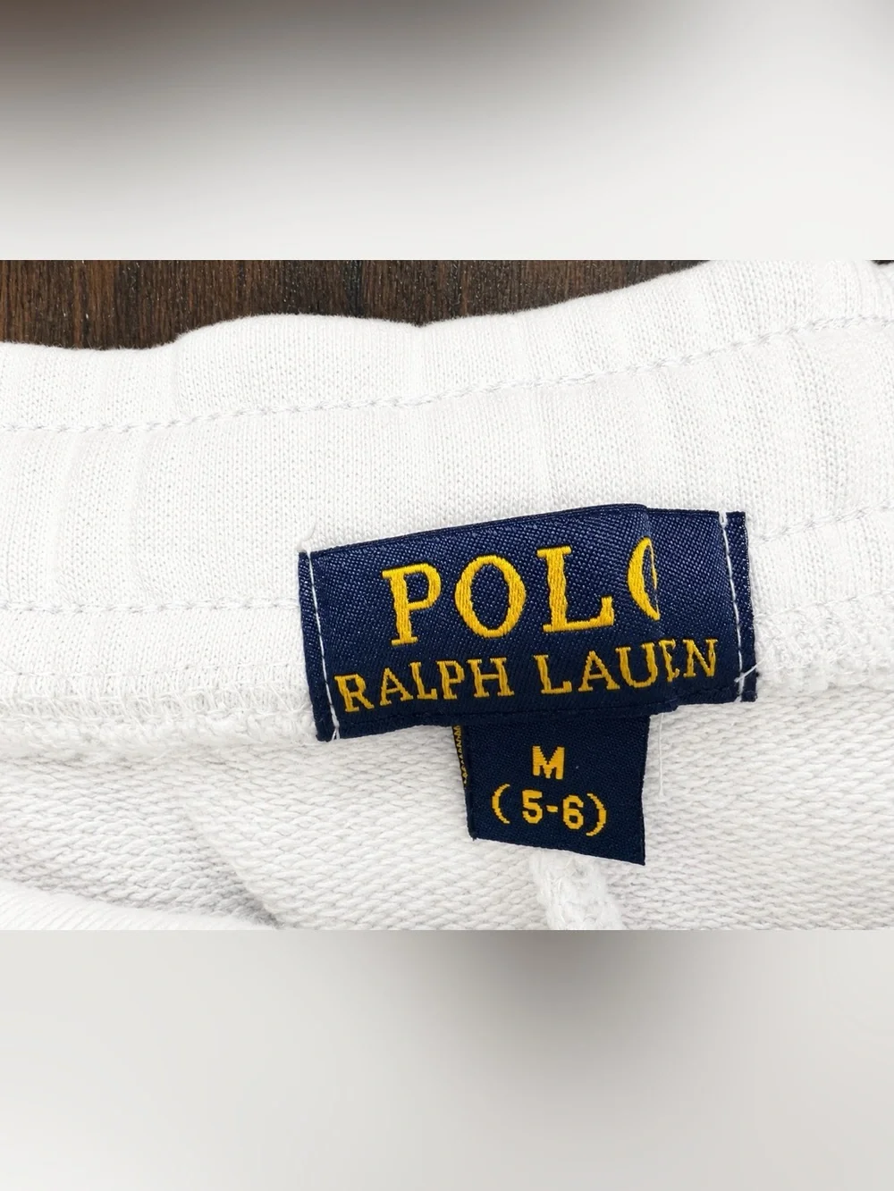 Polo Ralph Lauren Boys White Fleece Drawstring Shorts Size 5-6 Pony Logo